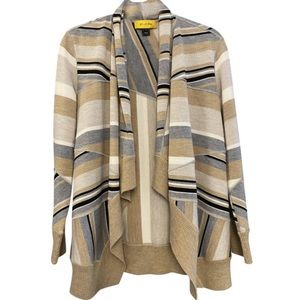 ST. JOHN 100%Wool Striped Open Front Cardigan/Wrap